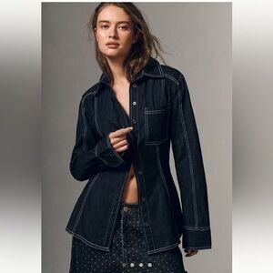 Anthropologie dark denim button down shirt